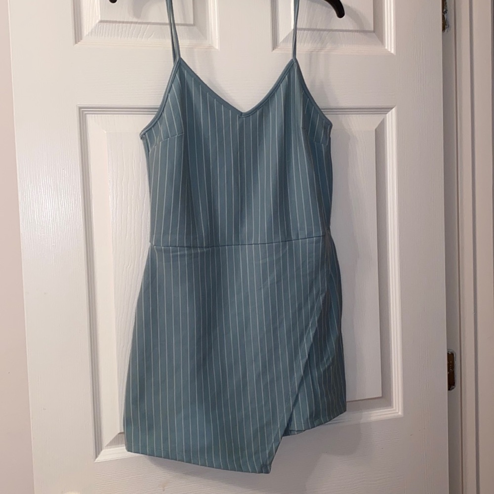 Light blue, striped romper